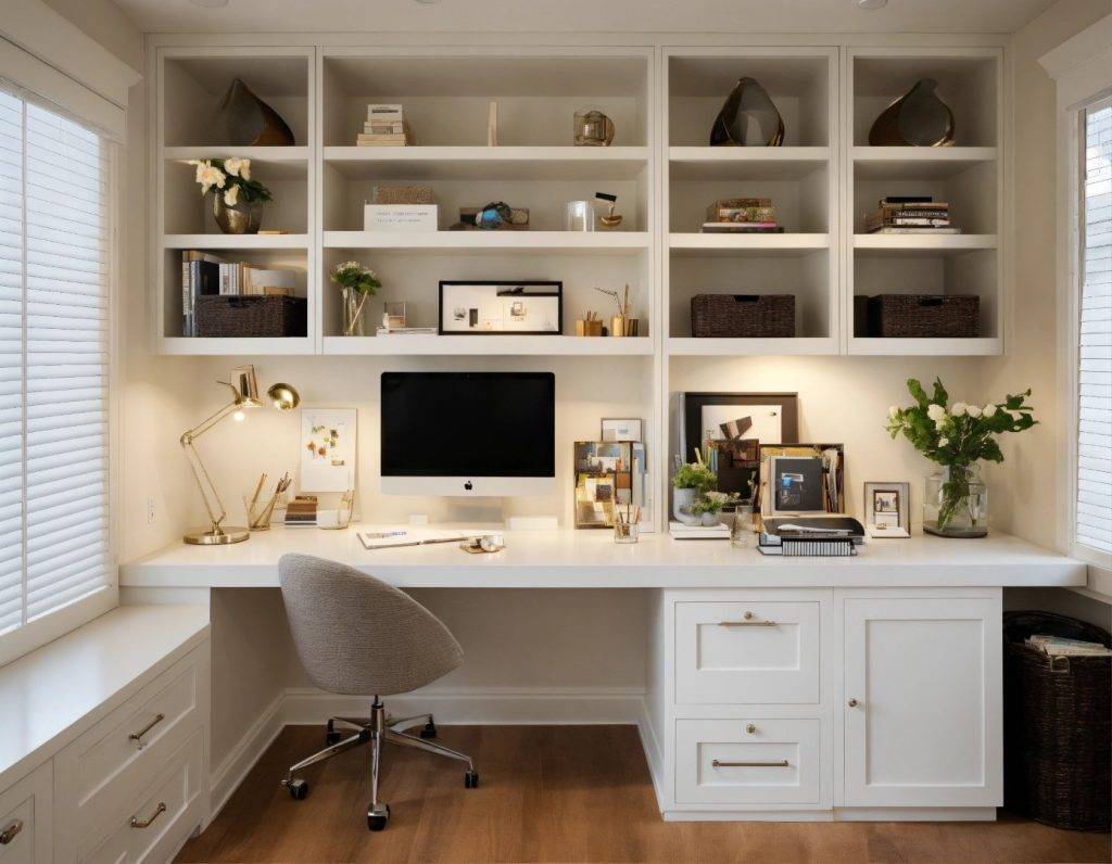 small white modern home office with built ins (2) (Large)